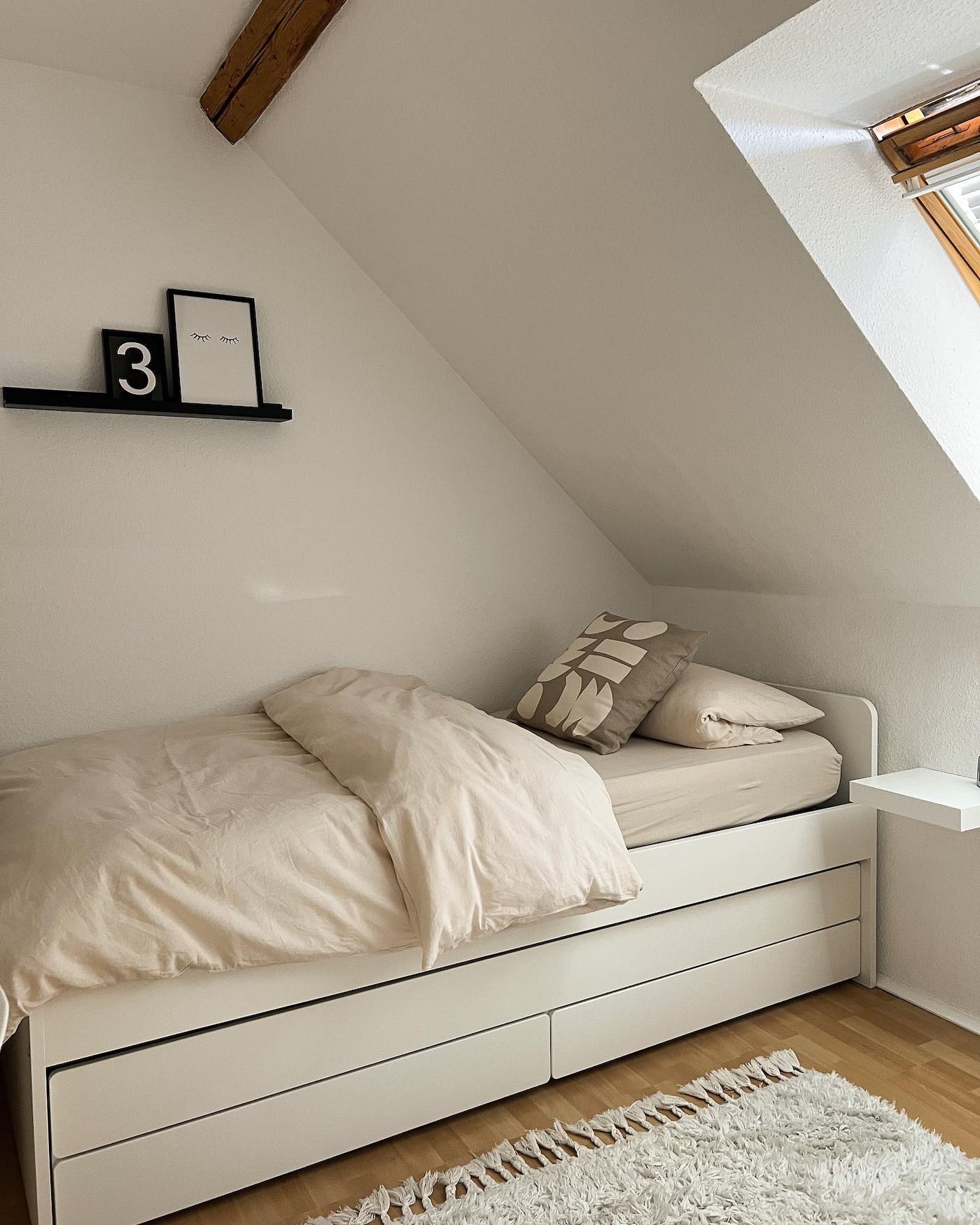Bed frame with underbed and storage, white, 90x200 cm