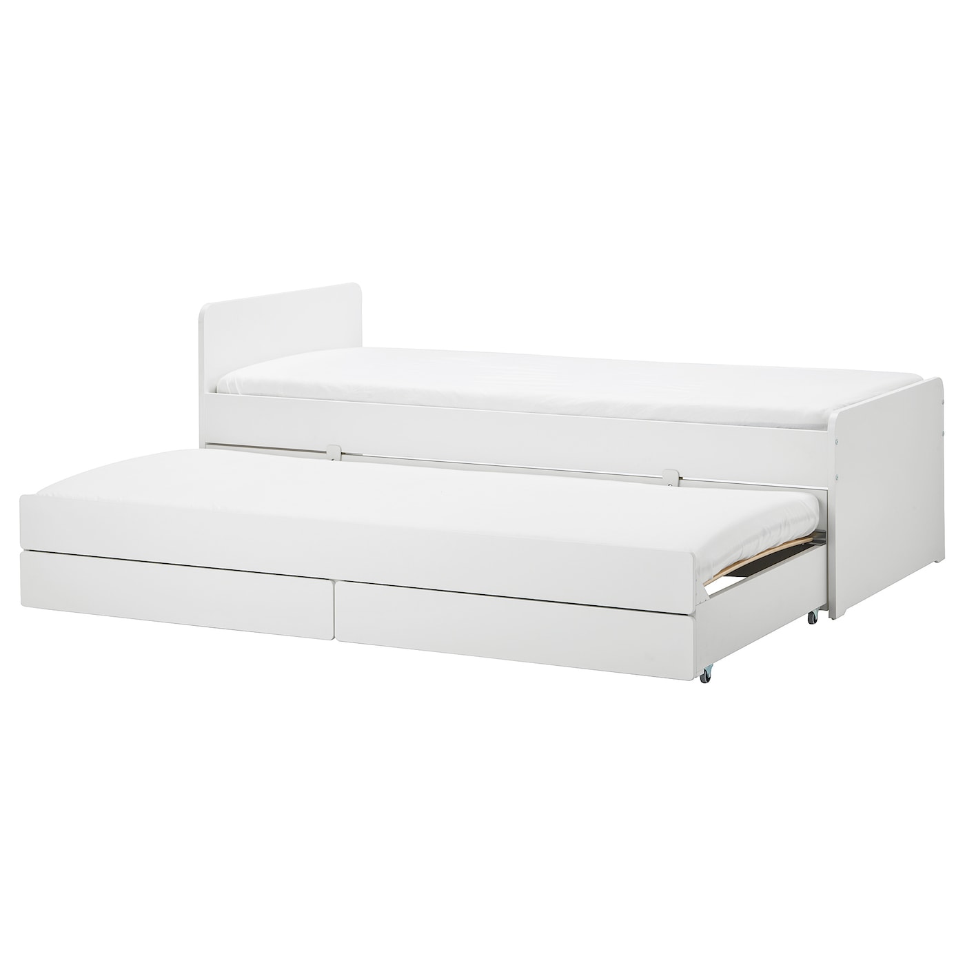 Bed frame with underbed and storage, white, 90x200 cm